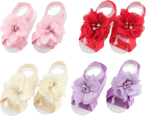 Vista 3 de Elesa Miracle - Sandalias descalzas para bebé con perlas Rhinstone