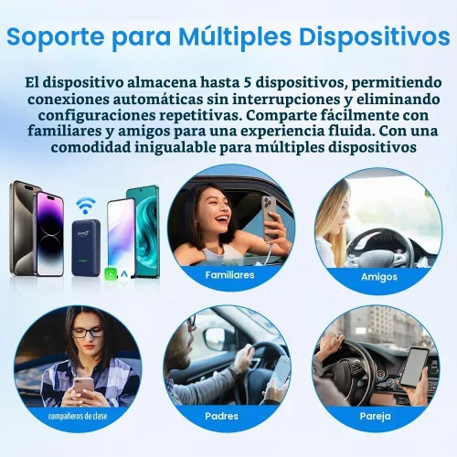 Vista 7 de CarlinKit Adaptador inalámbrico 4.0 CP2A, dongle 2 en 1 para autos CarPlay