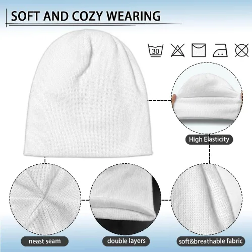 Vista 7 de AmzPrint Lindos gorros Kawaii de oso marrón para mujeres y hombres adultos con puños, gorro de punto térmico para invierno, gorro Skully Toque