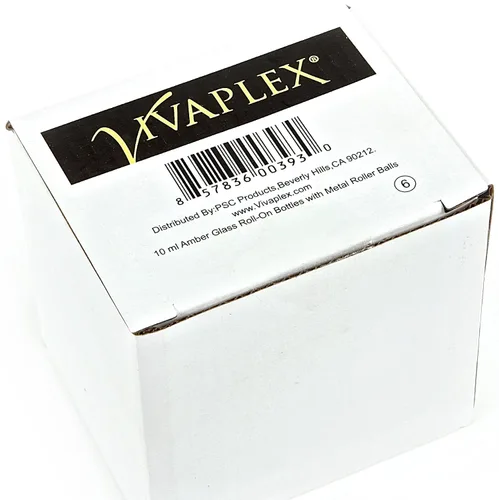Vista 2 de Vivaplex, 6, ámbar, botellas de vidrio con a bolilla con bolas de acero inoxidable de 0.33 onzas líquidas - gotero de 0.16 onzas líquidas incluido