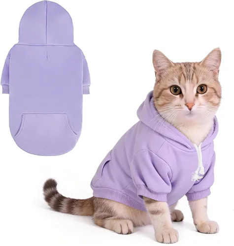 Vista 50 de KOOLTAIL Sudadera básica con capucha para perro, suave y cálida, con agujero para correa y con bolsillo, abrigo de invierno para perros, ropa