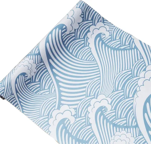 Vista 10 de Lindo revestimiento adhesivo de olas marinas para estantes, despegar y pegar, adhesivo para cajones de cómoda, adhesivo para gabinetes, papel