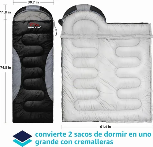 Vista 4 de Sacos de dormir de invierno de 0 grados para adultos, camping en Negro