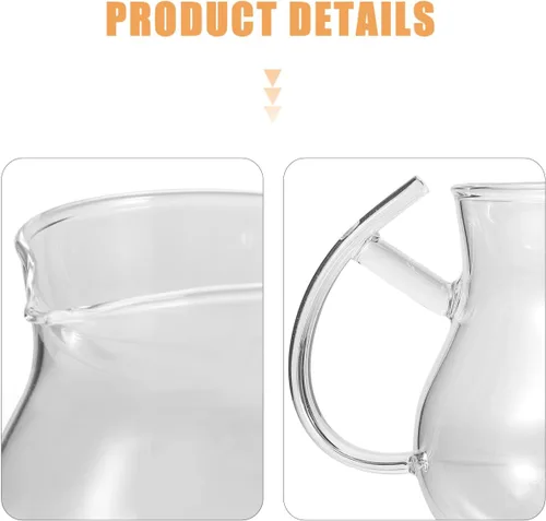 Vista 7 de Alipis Jarra de leche de vidrio grueso resistente al calor, taza transparente de 12 onzas para cocina, té, café, 4.72 x 3.54 x 3.34 pulgadas