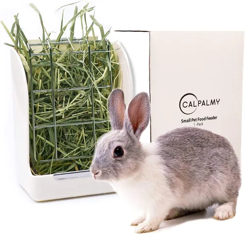 Vista 2 de CalPalmy Comedero de heno para conejos, cobayas y chinchillas, minimiza los residuos y el desorden con dispensador de heno colgante de 5.5 x 3.5 x
