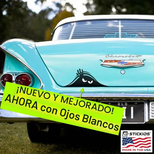 Vista 2 de Stickios Peekaboo - Calcomanía para automóvil, diseño de monstruo de Peeking para autos, camiones, carritos de golf, ventanas de vehículos
