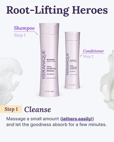 Vista 7 de Champú Voluminizador Keranique - Engrosamiento del cabello para cabello fino y que se adelgaza - Enriquecido con queratina, limpieza del cuero