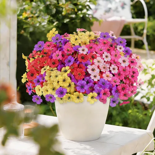 Vista 3 de AmyHomie 20 paquetes de flores artificiales para exteriores, resistentes a los rayos ultravioleta, no se decoloran, plantas de plástico, decoración