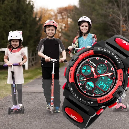 Vista 7 de cofuo Kids Digital Sport Watch, Boys Girls Waterproof Sports Outdoor Watches Children Casual Electronic Analog Quartz Wrist Watches with Alarm