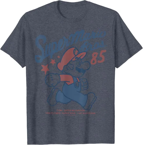 Vista 40 de Nintendo Super Mario Brothers '85 Vintage Stars - Camiseta Gris Oscuro