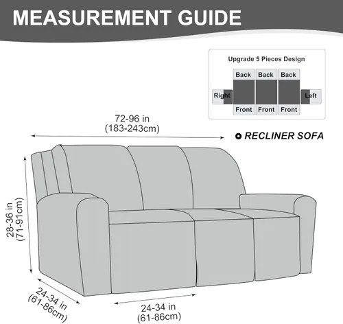Vista 64 de Gennia Funda Impermeable para Silla Reclinable, Fundas Elásticas para Sofá Reclinable con Bolsillos, Fundas Lavables para Silla Reclinable Lazy Boy