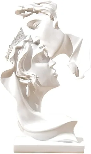 Vista 10 de Escultura de beso para parejas, arte abstracto, escultura de pareja, decoración de estatua de resina, estatua romántica utilizada para decoración