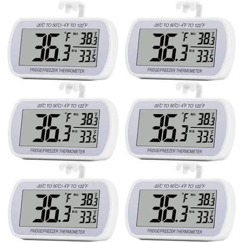 Vista 10 de Termómetro de refrigerador digital, termómetro para frigorífico y congelador, termómetro para habitación, resistente al agua, pantalla LCD grande