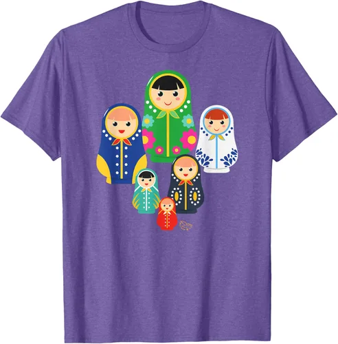 Vista 7 de Matryoshka Russian Nesting Dolls, Rusia - Camiseta de regalo, Azul / Patchwork, S