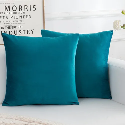 Vista 9 de Juego de 2 fundas de almohada decorativas de terciopelo, funda de cojín cuadrada suave para decoración del hogar para sala de estar, sofá o cama