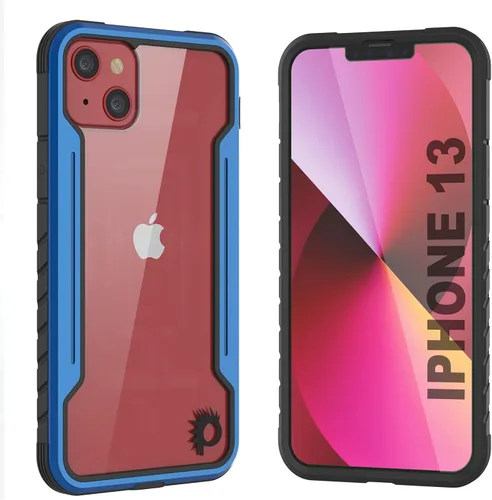 Vista 12 de Punkcase Diseñada para iPhone 13 [Armor Stealth Series] funda protectora de grado militar con marco de aluminio [parte trasera transparente] Máxima
