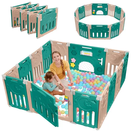 Vista 17 de Corralito para bebés Dripex, corral plegable de 10 paneles para bebés y niños pequeños, área de juego portátil ajustable, centro de actividades
