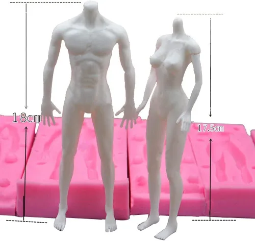 Vista 6 de 2 paquetes de hombres y mujeres, modelo de cuerpo masculino, femenino, moldes de silicona para fondant, molde de arcilla de yeso, molde