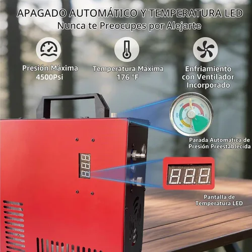 Vista 6 de Thunder - Compresor de aire PCP de 4500 psi, recarga de hasta 1.6 L, llenado rápido para pistolas de aire o tanque de paintball, apagado automático