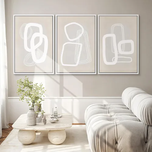 Vista 200 de SIGNWIN Lienzo enmarcado para pared, juego de arte neutro de bosque brumoso, ilustraciones en tono tierra, arte moderno, decorativo, bohemio