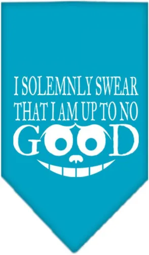 Vista 9 de Bandana serigrafiada para mascotas y perros, con texto "I Solemnly Swear That I Am Up To No Good" Cocoa S