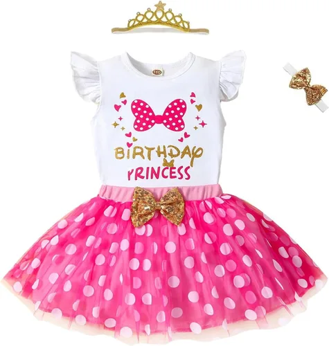 Vista 10 de Vestido de princesa de cumpleaños para niñas pequeñas, chaleco sin mangas, falda tutú de malla con lunares Aa Rose C6092