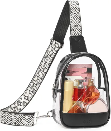 Vista 9 de CLUCI Bolsa transparente para eventos en estadios, bolsa cruzada transparente, monederos pequeños transparentes