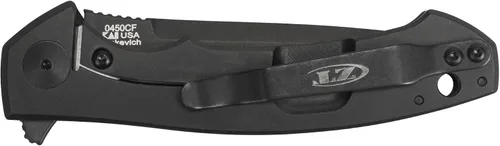 Vista 3 de Zero Tolerance 0450CF; cuchillo plegable con hoja de acero inoxidable S35VN recubierta con DLC de 3.25 pulgadas, básculas de fibra de carbono