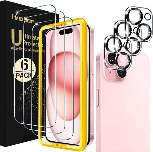 Vista 10 de ivoler Paquete de 3 + 3 protectores de pantalla de vidrio templado para iPhone Air de 6.5 pulgadas con protector de lente de cámara con marco