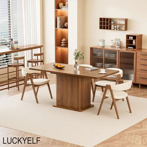 Vista 6 de Mesa de comedor extensible para cocina de 4-6, 47-65 pulgadas, mesa de comedor rectangular con 2 puertas, gran almacenamiento, muebles de cena
