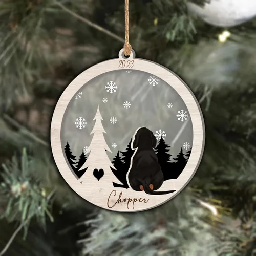 Vista 145 de Nazenti Adorno de Navidad conmemorativo personalizado, regalo personalizado de recuerdo de perro, condolencias por pérdida de mascotas, sabueso