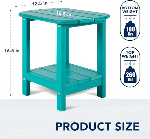 Vista 3 de Mesa auxiliar nalone Adirondack 16.5" Mesa lateral de exterior de plástico HDPE Doble mesa auxiliar Adirondack Mesa pequeña para patio (Aruba)