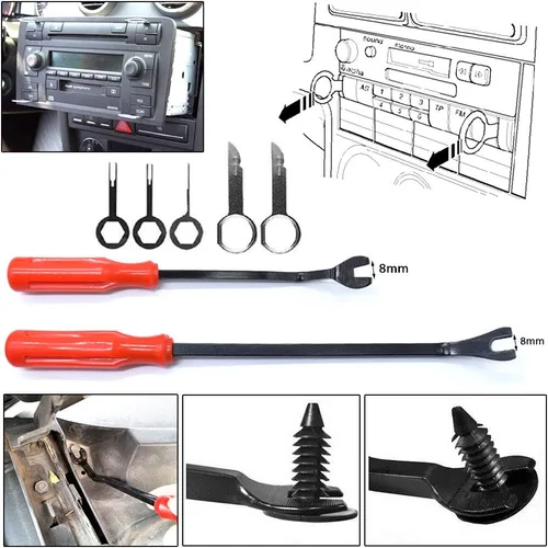 Vista 4 de Herramienta de extracción de molduras de 19 piezas, juego de herramientas de reparación de alicates de clips automáticos, kit de reparación