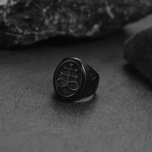 Vista 9 de FaithHeart Satanic Jewelry Baphomet - Anillos de cabra con sello de símbolo de Lucifer Satanás, para hombres y mujeres, tamaño 7891011121314