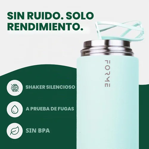 Vista 2 de FORME - Blender Shaker Bottle, Double Insulated Stainless Steel, 23.7 oz Sea Mist