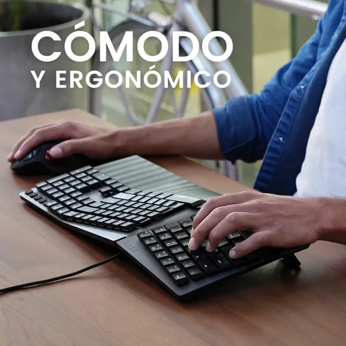 Vista 7 de Perixx PERIBOARD-535BL ES Teclado dividido mecánico ergonómico con Cable - nterruptores Clicky Azules de Bajo perfil - Teclas programables