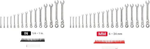 Vista 28 de TEKTON Juego de llaves combinadas con cabeza flexible de 12 puntos, 19 piezas (6-24 mm) WRC95003