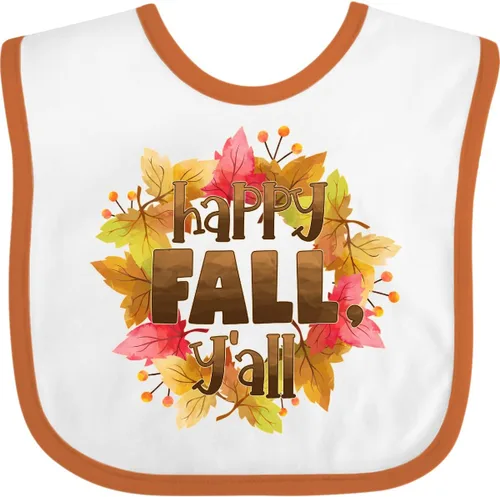 Vista 19 de inktastic Happy Fall, Y'all Fall Leaves Wreath Baby Bib