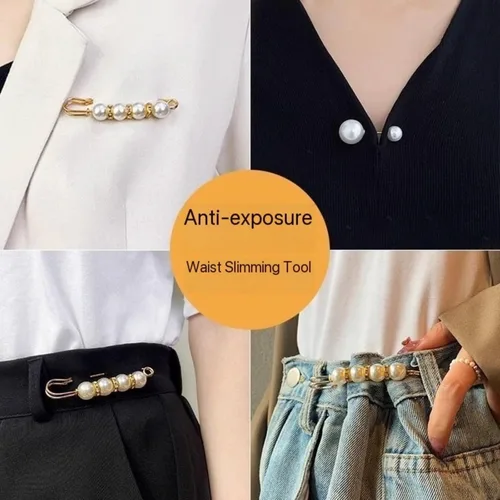 Vista 5 de Broche de perlas con clip para bufanda, 20 unidades, suéter, chal, corbatas, ropa, botón anudado, moda, metal, redondo, círculo, camisa, broches
