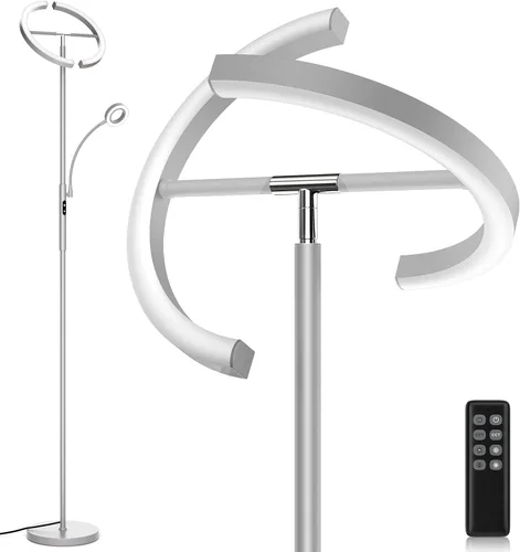 Vista 10 de SIBRILLE Lámpara de Pie RGBCW Mejorada con Lámpara de Lectura, Lámpara de Pie LED con Control Remoto Giratorio Regulable, Luz de Pie Moderna