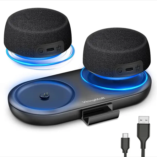 Vista 9 de Altavoz Bluetooth portátil, altavoz portátil con clip con micrófonos integrados, música manos libres y llamadas para senderismo/ciclismo, altavoz
