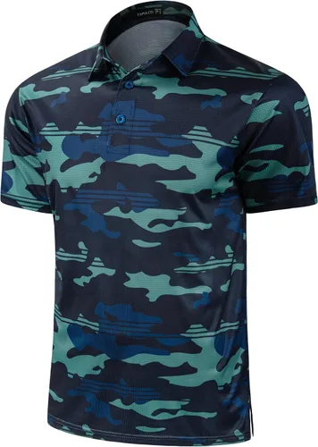 Vista 150 de TAPULCO Camisetas tipo polo de secado rápido para hombre, diseño de camuflaje, atléticas, ligeras, transpirables, casuales, para golf