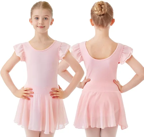 Vista 9 de HiDance Leotardos de ballet para niñas, vestido de baile de bailarina, leotardos de ballet con falda