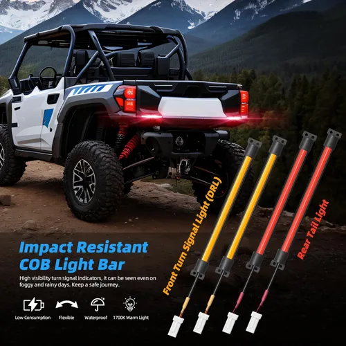 Vista 3 de Roykaw Kit de señal de giro UTV, señal de giro con interruptor de giro de columna y bocina de 110 dB, barra de luz COB mejorada, compatible