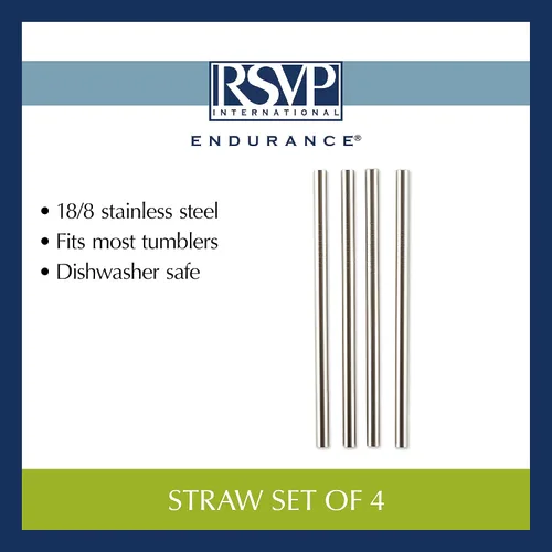 Vista 7 de RSVP International Endurance (SIP-5CS), juego de 4 popotes reutilizables, acero inoxidable, 5 pulgadas, se adapta a la mayoría de vasos