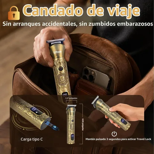 Vista 6 de Ufree Recortadora de barba profesional para hombres, maquinilla de afeitar Bronce