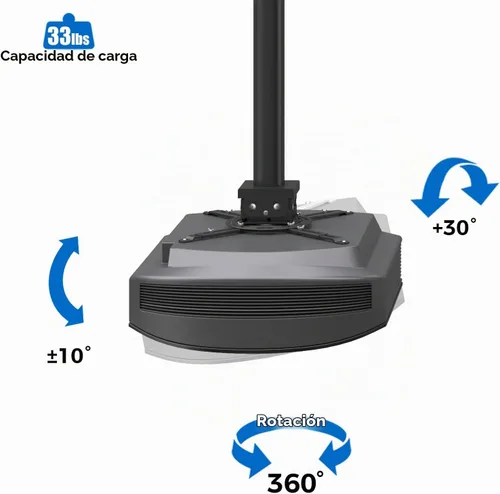 Vista 5 de Soporte para proyector, altura ajustable de 42.5 a 59 pulgadas, soporte de techo universal de movimiento completo, peso máximo de 22 libras y brazos