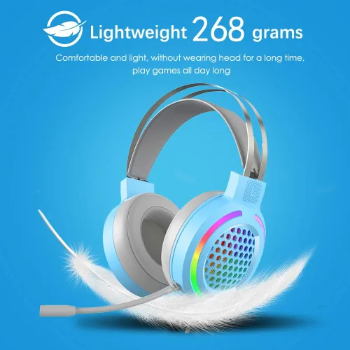 Vista 7 de Combo de teclado y auriculares mecánicos para juegos 60 con retroiluminación arco iris antifantasma 61 teclas micrófono ajustable de 6400 DPI