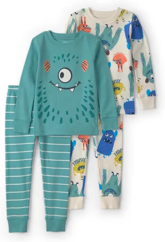 Vista 23 de Carter's Conjunto de pijama de algodón ajustado de 4 piezas para niños Perro rayado