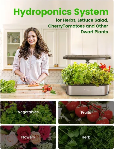 Vista 8 de Sistema de cultivo hidropónico LetPot LPH-SE, kit de jardín de hierbas inteligente de 12 cápsulas para interior, jardín interior, controlado por APP